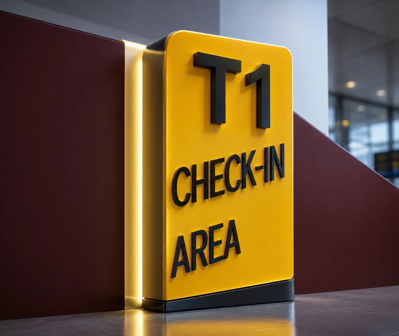 Segnaletica del Terminal 1 di Fiumicino, area check-in